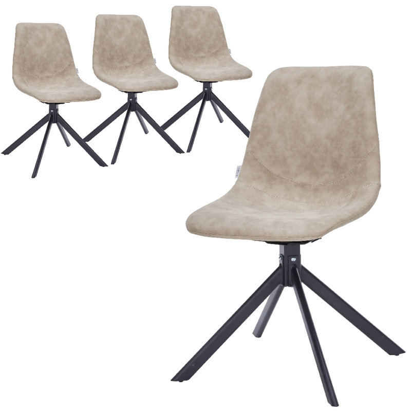 Matthew Leather Dining Side Chair With 360-Degree Swivel And Powder-Coated Iron Legs Matthew Collection, Taupe, 4