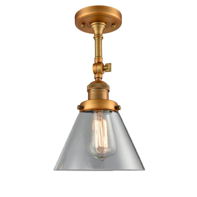 Cone 2 Light Tiltable Bath Vanity Light, 6 Watt Vinage LED Bulb, Clear, Brushed Brass