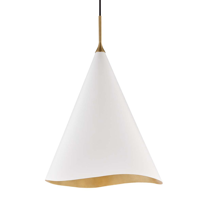 Martini 1 Light Pendant, Gold Leaf/White, 18.5" H x 18" W x 18" D