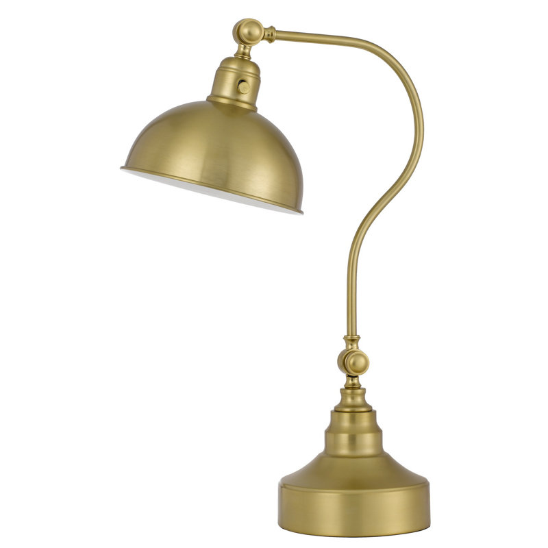 Lampe de bureau réglable en métal avec abat-jour dôme 25 po Carowyn, Laiton