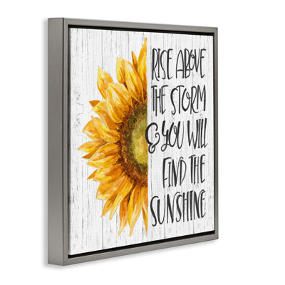 «Find Sunshine Motivational Sunflower», art mural encadré flottant par Patricia Pinto