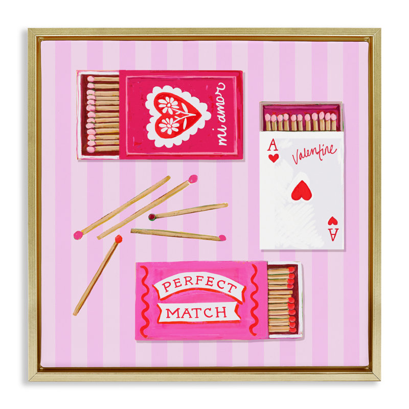 Cadre flottant romantique de la Saint-Valentin, par Rachael Reese, H 18 po x l 18 po, Cadre flottant métallique doré