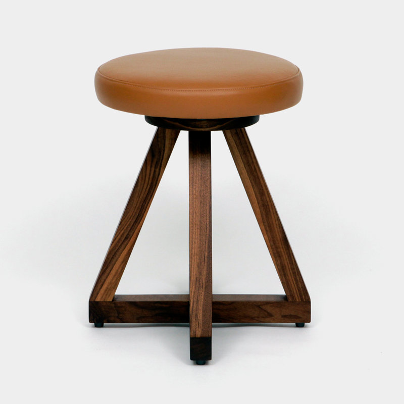 X Solid Wood Accent Stool, Oil-rubbed Walnut, Earth