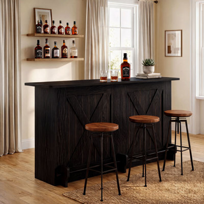 Home Bar Unit With 2-tier Shelves