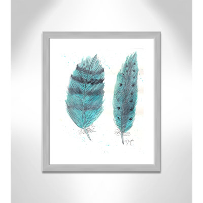 Feathers in Turquoise II Framed Art