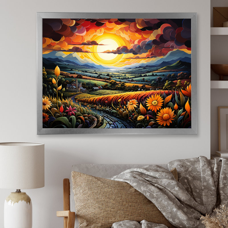 «Whimsical Magical Fields» sur impression sur toile, Cadre simple argenté, H 30 po x l 40 po x P 1,5 po