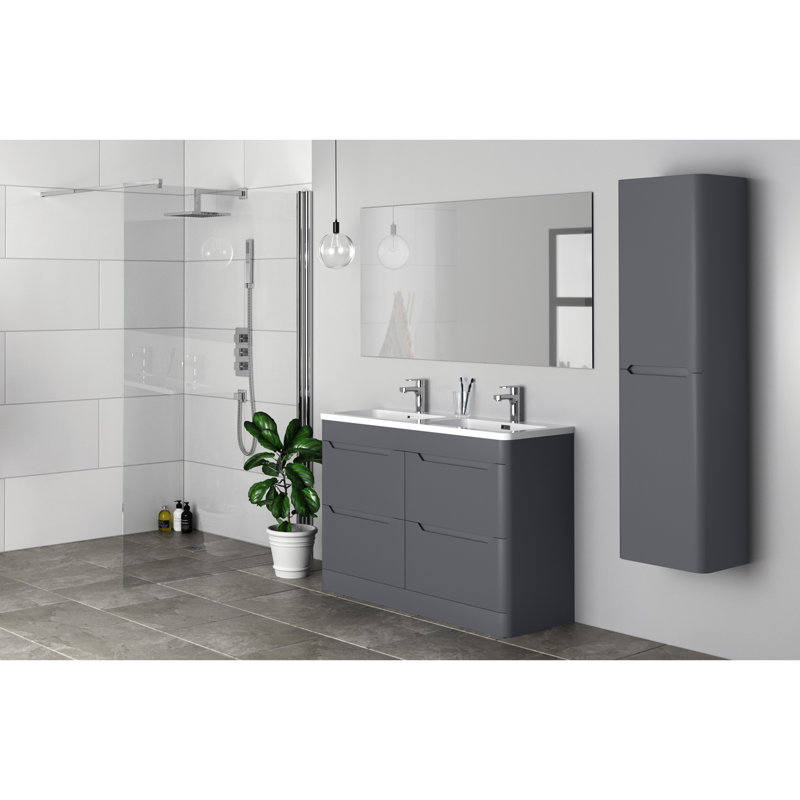 Eve Double Bathroom Vanity with Integrated Polyglomerate Basin, Charcoal