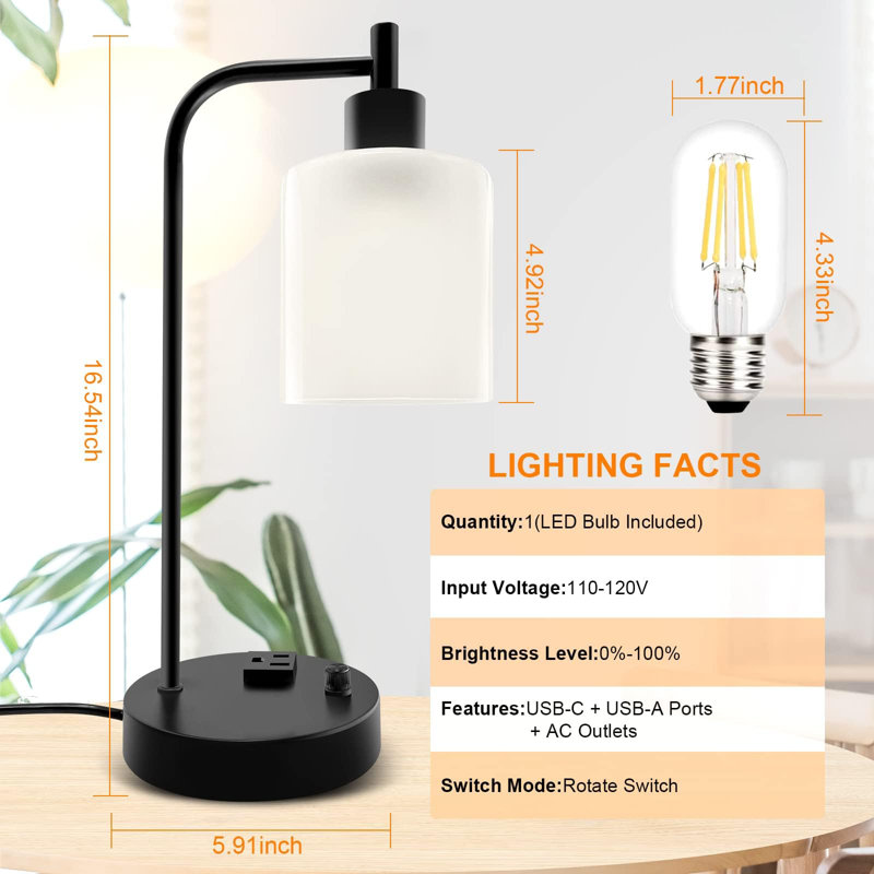 Lampe de bureau en aluminium Waligore, Noir