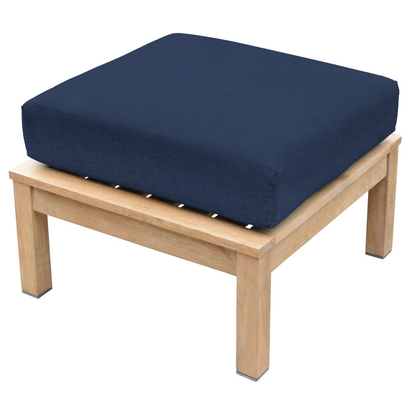 St. Lucia Teak Outdoor Ottoman, Canvas Navy Sunbrella® Canvas