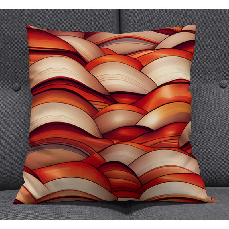Throw Pillow With Insert, 16"H x 16"W, Red Abstract 13