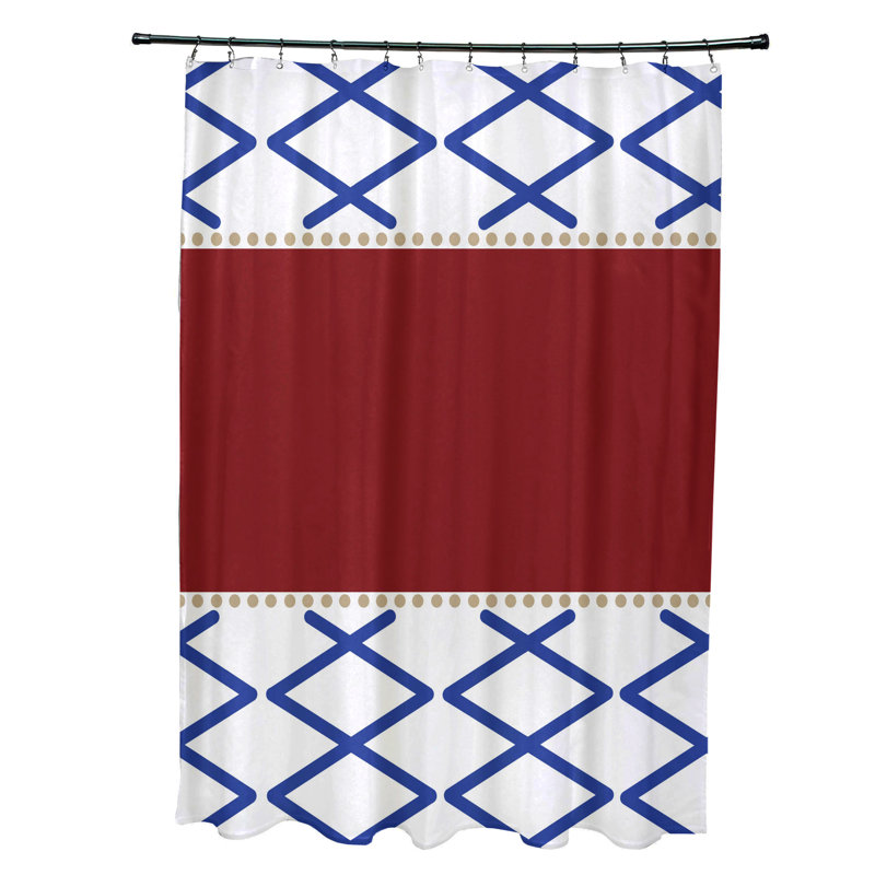 Rideau de douche simple nœud Fancy, Rouge / Bleu