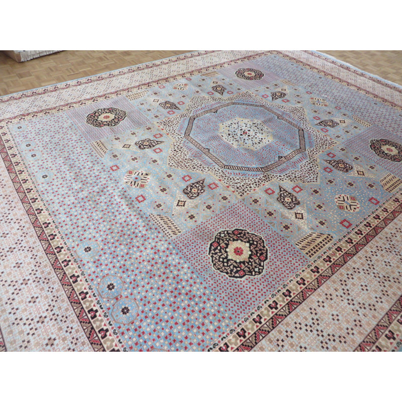 Tapis noué la mauve/beige 11 pi x 15 pi en laine one-of-kind-main Stef