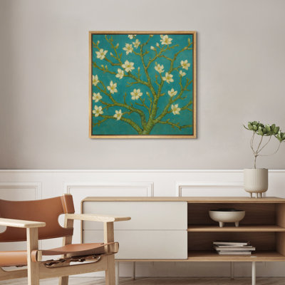 Art mural encadré sur toile - Arbre floral abstrait, impressions murales pour chambre à coucher - 16 po x 16 po