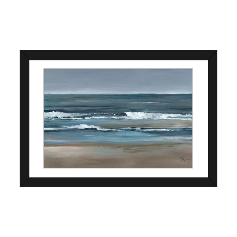 " Waves I " by Jettie Roseboom, 16" H x 24" W x 1" D, Black Framed Fine Art Paper, White