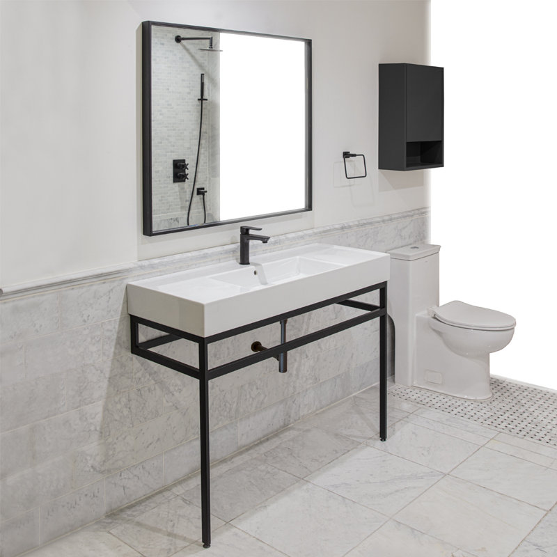 Aquaotto 48.12'' L Bathroom Sink, 2 Hole - 4" Centers
