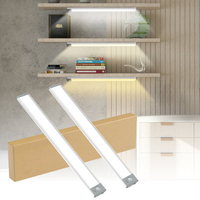 Éclairage de placard à capteur de mouvement 14,49 pouces, lumière sans fil rechargeable sous l'armoire (ensemble de 2)