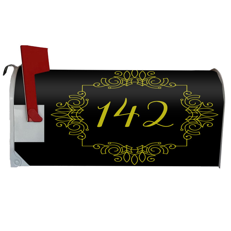 Vinyl Mailbox Cover, Gold/Black, 20.5" H x 18.25" W x 0.02" D