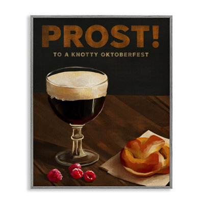 Prost bière et bretzel, estampe numérique encadrée par The Whiskey Ginger bk-078