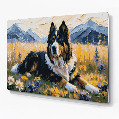 Chiens bouvier bernois, art mural en métal beige