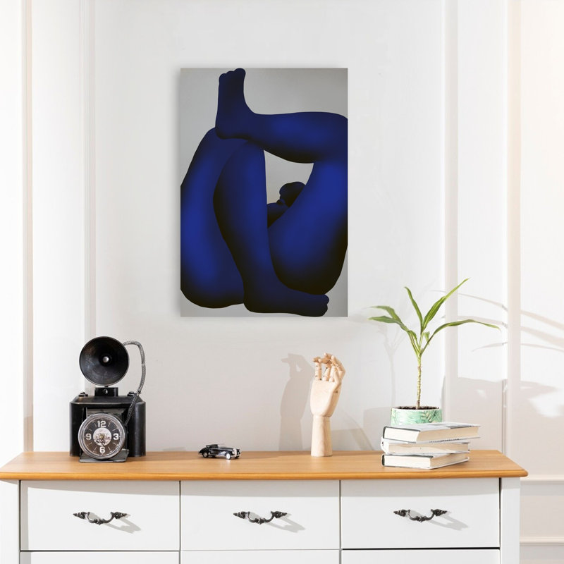 Impression d'art mural abstraite et contemporaine onirique Deep Blue Embrace, H 24 po x l 16 po