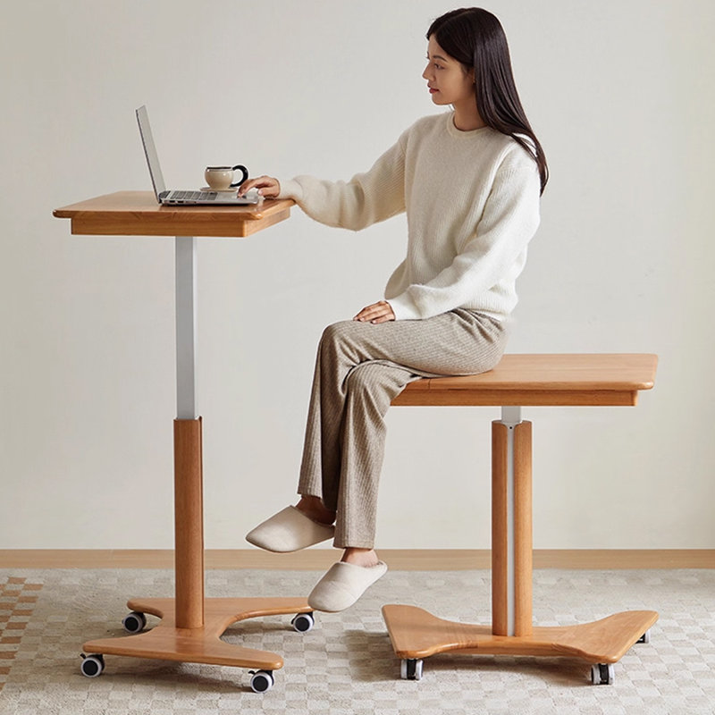 Burlywood+White Rectangular Solid Wood+Carbon Steel+Plastic End Table