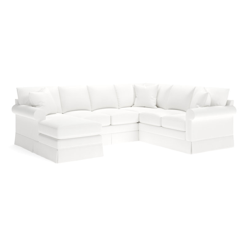 Friedman Upholstered Chaise U-Sectional, Left Hand Facing, Bayou Off White Canvas