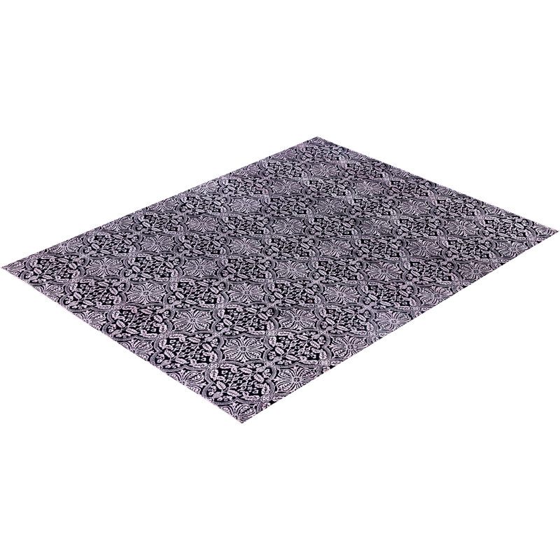 Tapis noué à la main de conception unique Ikat - bleu, 9 pi 3 po x 12 pi 1 po