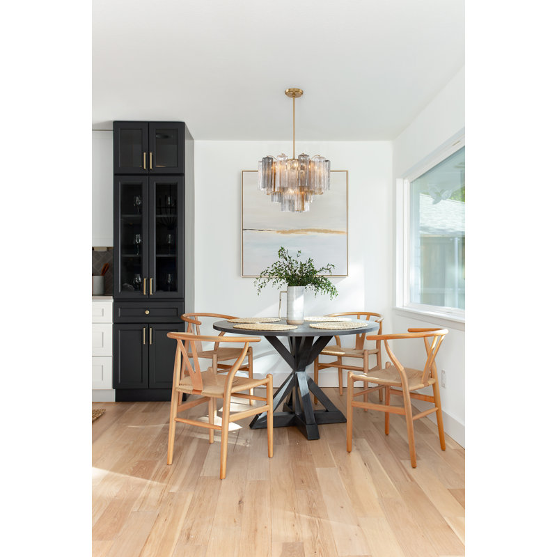 Arras Dimmable Tiered Chandelier, Aged Brass, Gray/Yellow, 14" H x 19.75" W x 19.75" D