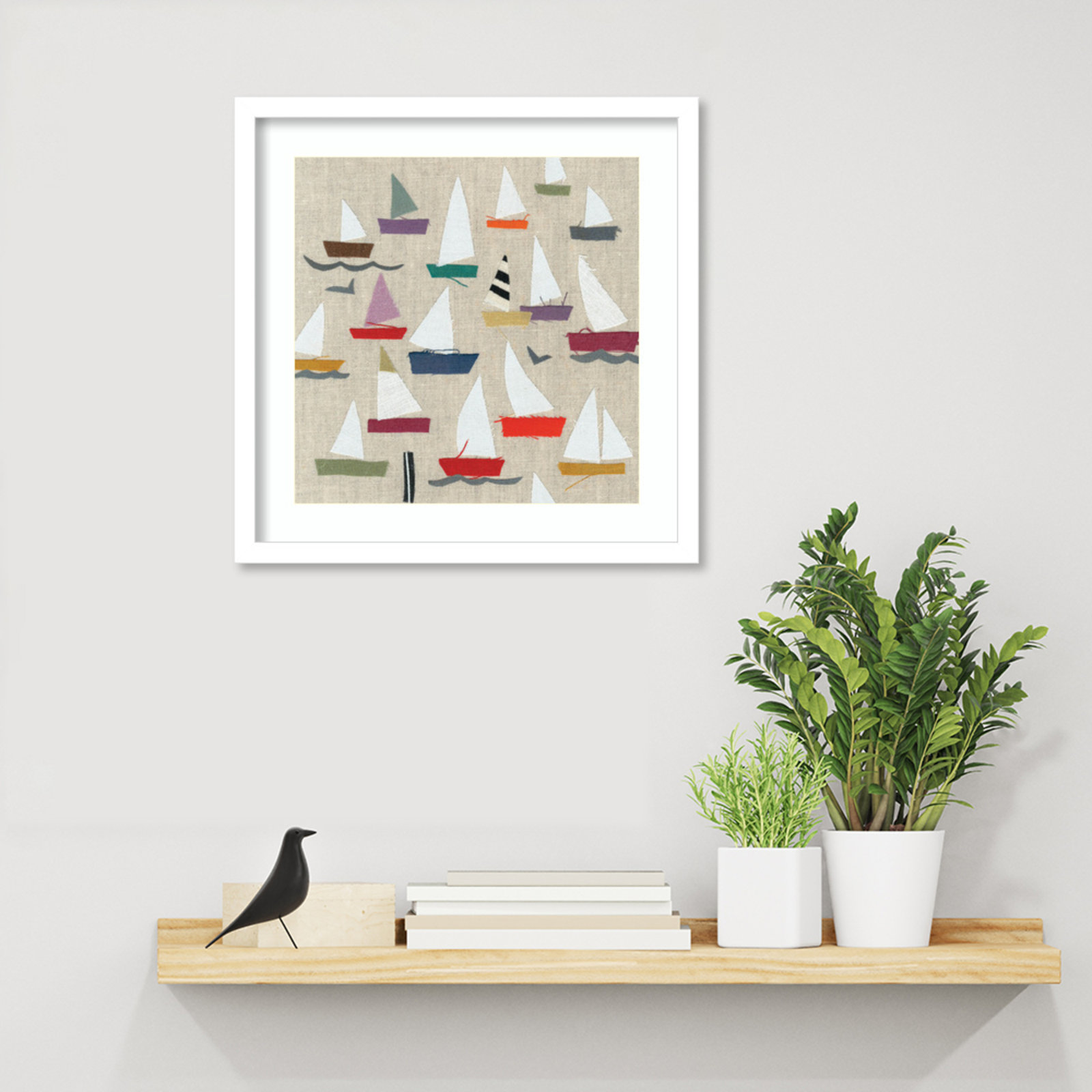 Plain Sailing Print by Jenny Frean, White, 17" H x 17" W x 1" D