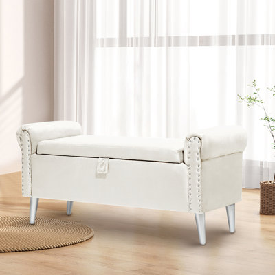 Banc de rangement à dessus rabattable avec repose-pieds en velours Dritarastra