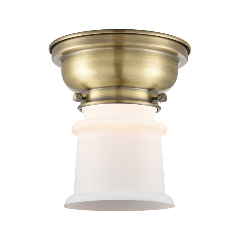 Plafonnier encastré 1 lumière 6,25 po Canton, Laiton antique, Blanc mat, Ampoule DEL 6 watts Vinage
