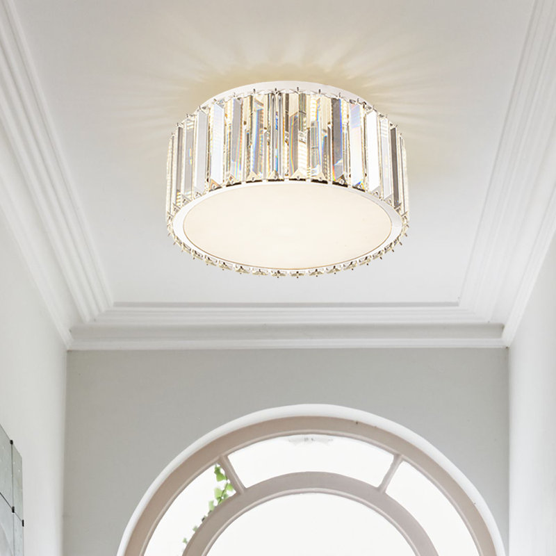 Brasfield Semi Flush Mount Chandelier with Crystal Shade, No Assembly Required, 4.72" H x 11.8" W x 11.8" D