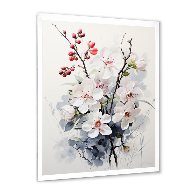 Arijoutsi Asian Art Orchids Flowers III sur impression sur toile, Cadre photo blanc, H 32 po x l 16 po x P 1 po