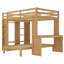 Grand lit superposé simple avec lit inférieur amovible, bureau, structure de lit mezzanine en bois massif avec tablettes et garde-robe, naturel-117530239-117530242