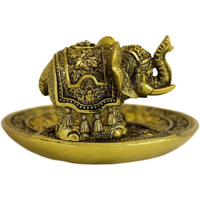 Zen Feng Shui Vastu Decorated Elephant With Trunk Up With Lotus Padma Blossom Figurine -  Bungalow Rose, 063F1D9381C7414AA6A1B0E1B50131B7