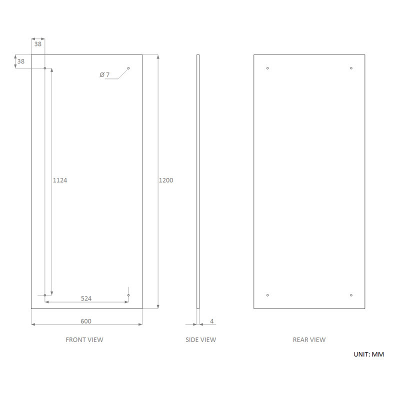 Abiya Flat Wall Mirror, 120cm H x 60cm W