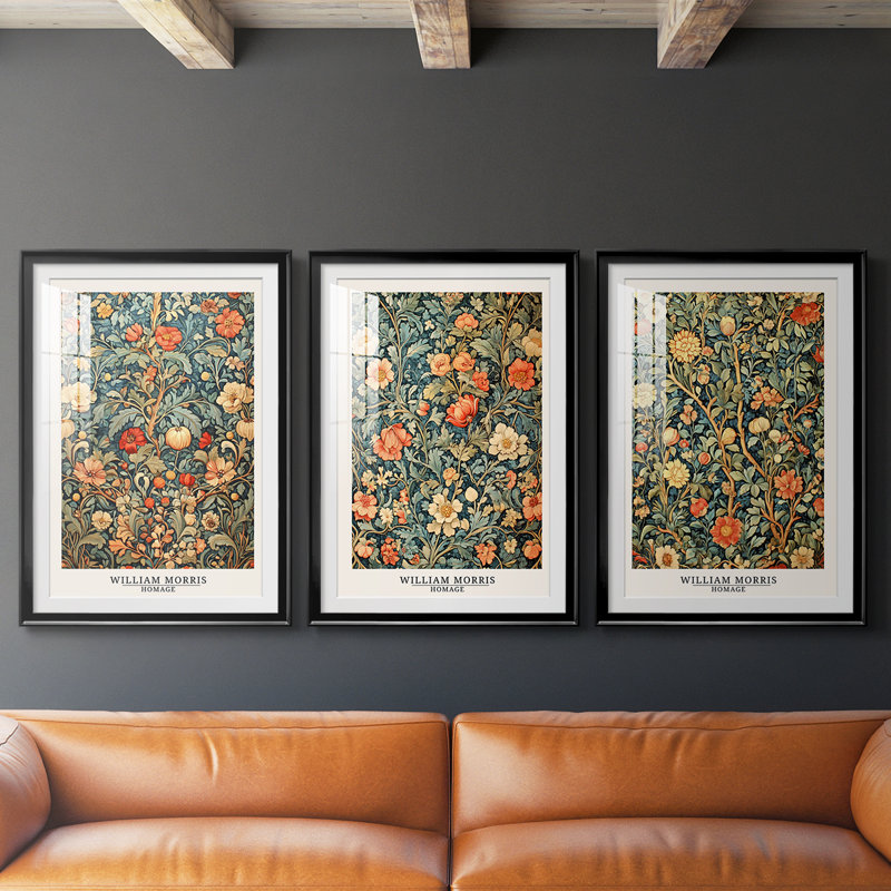 Ensemble de 3 pièces de la série Dccxxix de la série DMCXCIX de William Morris, H 15 po x l 19 po, Noir