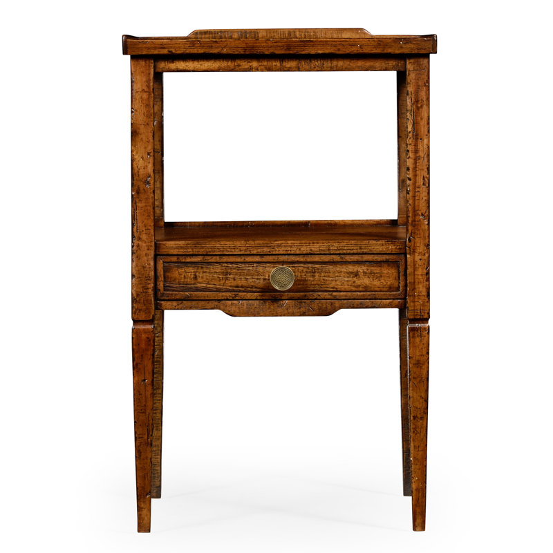 Casually Country Solid Wood End Table, Walnut Country Farmhouse