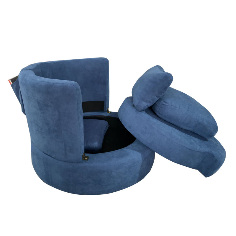 Fauteuil demi-tonneau pivotant de 40 po de largeur, Lin bleu