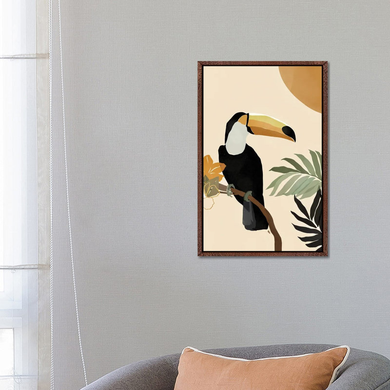 Toucan by Bria Nicole - Print on Canvas, Classic Brown Wood Framed Canvas, 66.04 cm H x 45.72 cm W