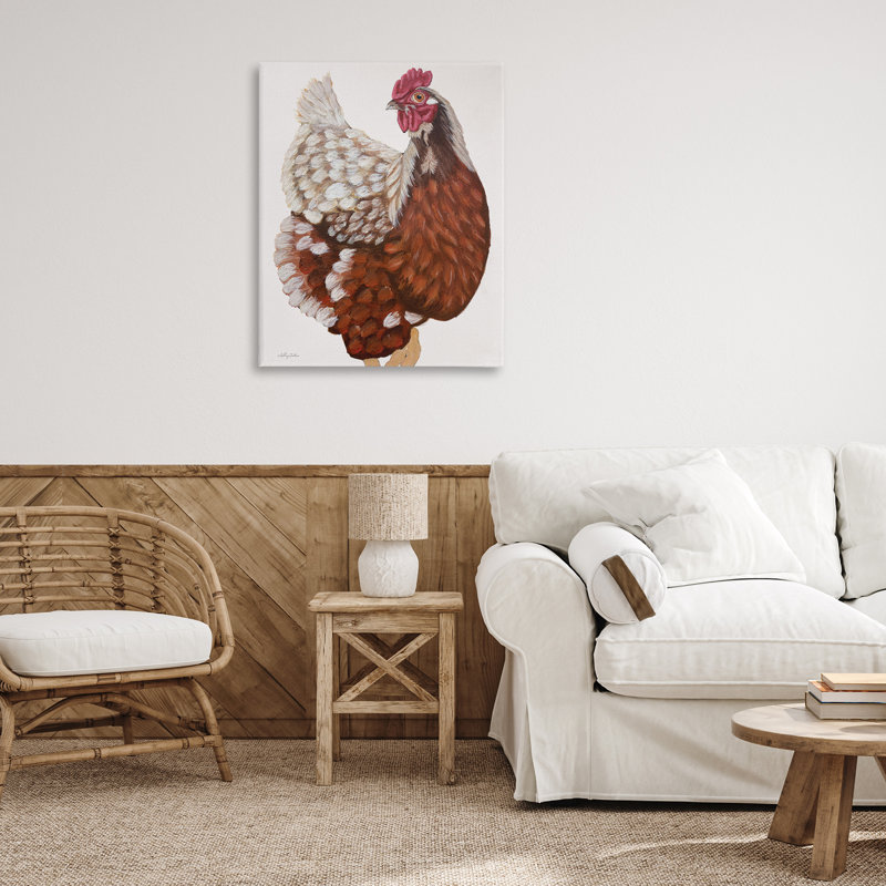 Art traditionnel sur toile, "Traditional Chicken Portrait" par Ashley Justice, H 20 po x l 16 po
