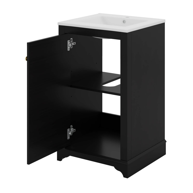 20-Inch Bathroom Vanity With Ceramic Sink, Adjustable Shelf