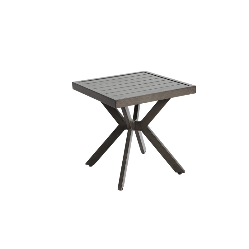 Table d'appoint d'extérieur en fonte d'aluminium avec motif croisé, table de patio résistante aux intempéries