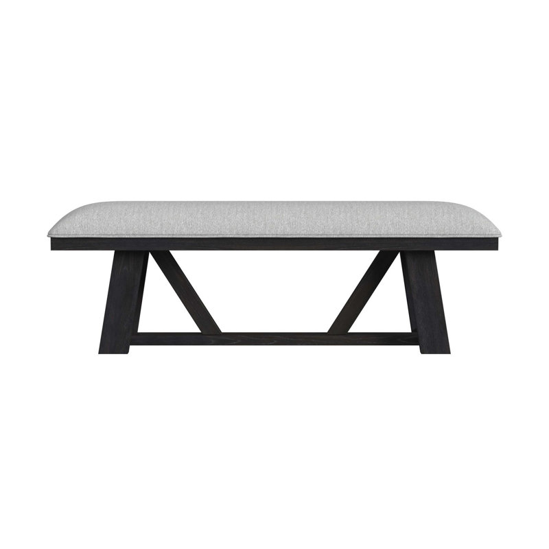 Pinnacle Dining Bench with Light Grey Fabric in Charcoal
