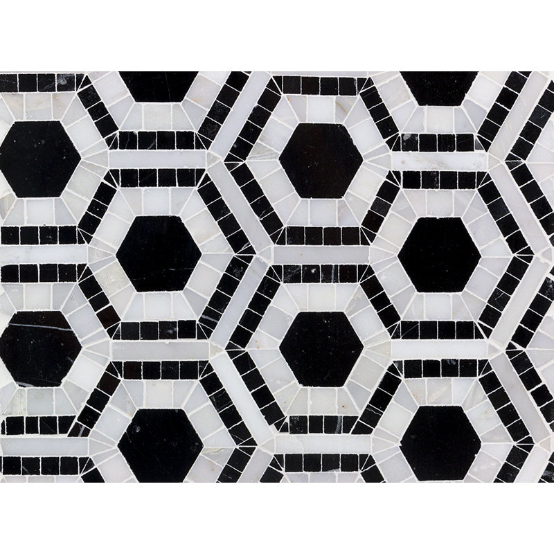 Kosmos Marble Random Mosaic Wall & Floor Tile, Asian Statuary/Black