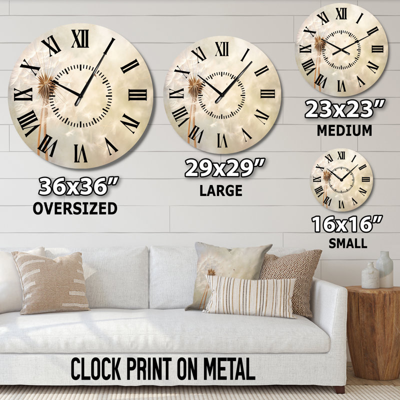 Horloge murale White Dandelion, Surdimensionné