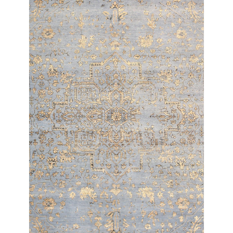 Canvello Transitional Hand Knotted Bsilk & Wool Area Rug - 8'11" X 11'9"