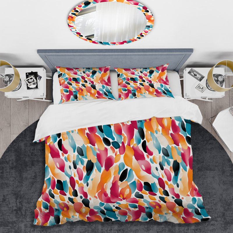Ensemble de housse de couette rose et bleu, Housse de couette simple + 1 taie décorative stan