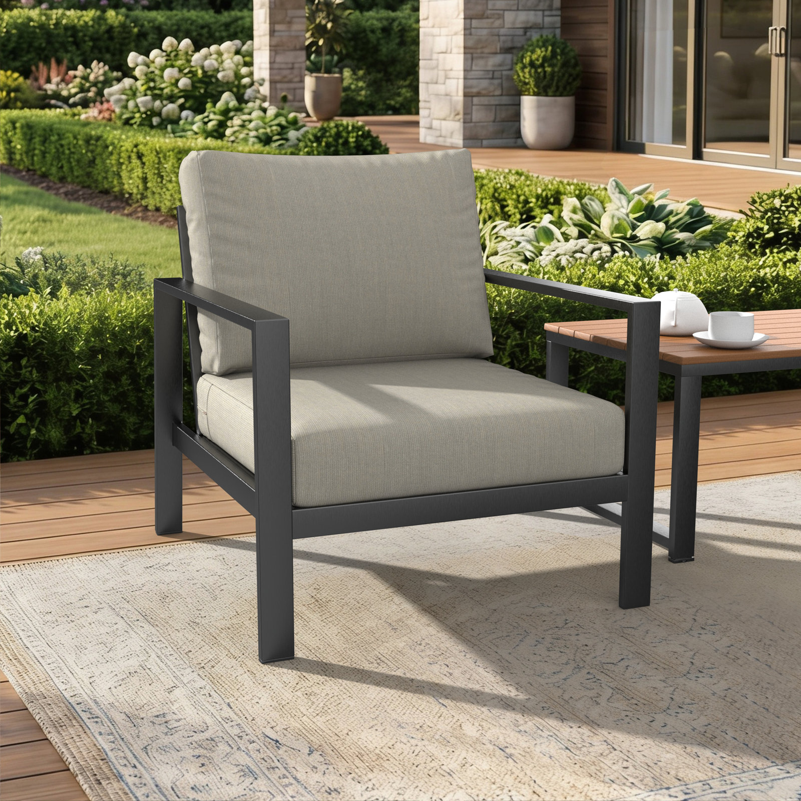 Amala Outdoor Sunbrella® Seat/Back Cushion, Sunbrella® Spectrum Dove, 25" W x 25.5" D