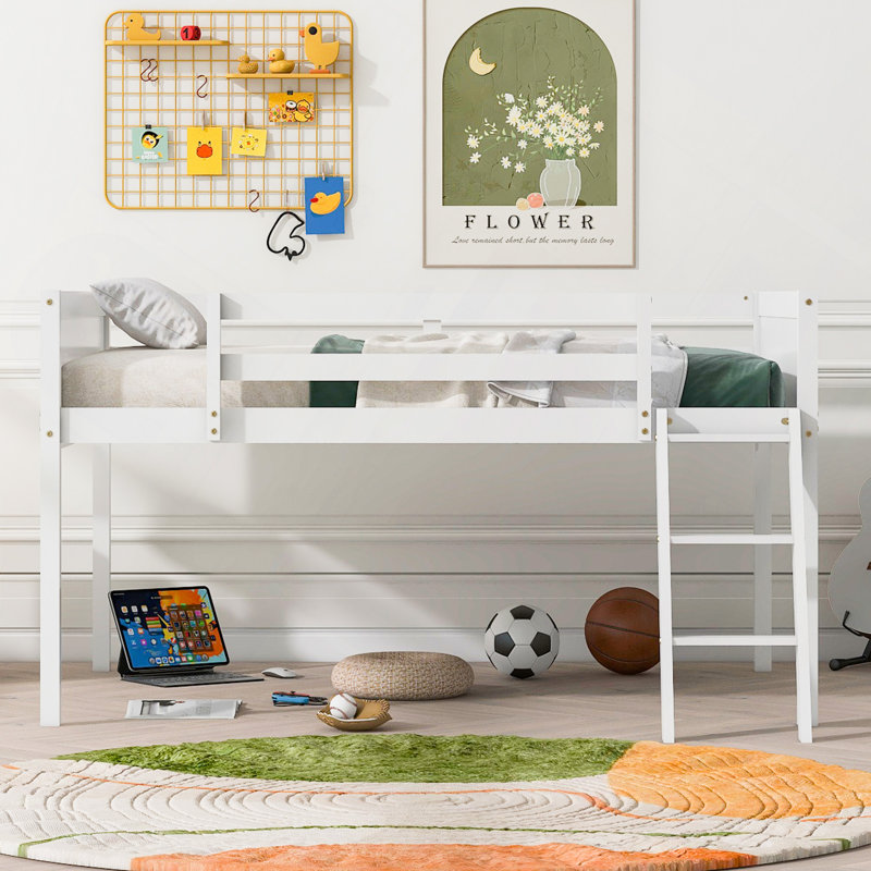 Lit mezzanine bas en bois avec échelle, l'échelle peut être placée à gauche ou à droite